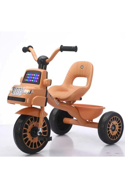 Generic Brown Pedal-Powered 3-Wheel Ride-On Car for Kids with Music, LED Head...