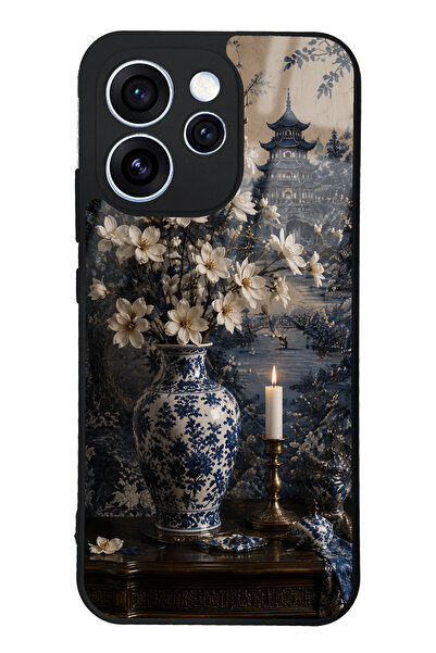 Spoyi Oppo Reno 15 Pro Blue Pagoda Elegance Tasarımlı Glossy Telefon Kılıfı
