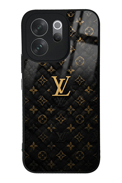Spoyi Vivo V70 Black Gold LV Tasarımlı Glossy Telefon Kılıfı