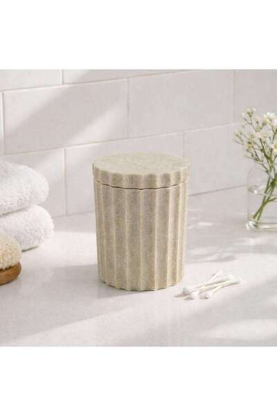 PAN HOME Florence Polyresin Cotton Jar 8.8x8.5x9.5cm - Beige