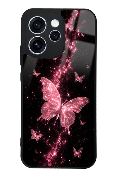Spoyi Oppo Reno 15 Pro Pink Galaxy Butterfly Tasarımlı Glossy Telefon Kılıfı