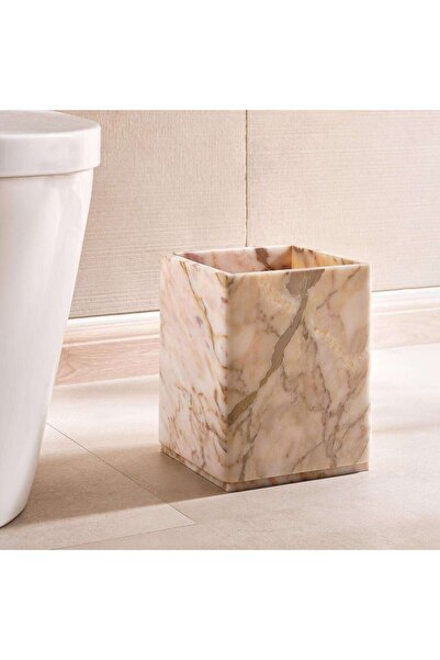 PAN HOME Aristo Marble Waste Bin 18x18x22cm - Beige