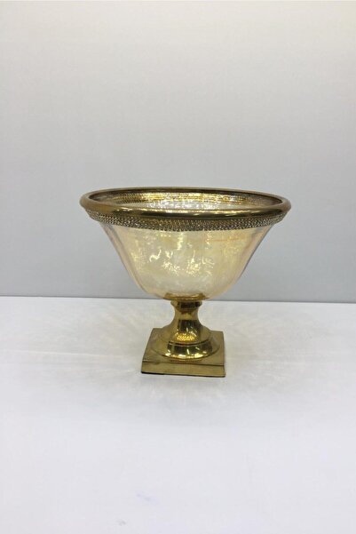 OEM Dekoratif Pirinç Üfleme Cam Meyvelik Şekerlik 19x22 Cm