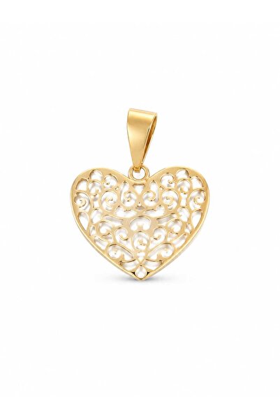 Fara brand Pandantiv damă din aur galben 14K, model inimă decupată, 0,60 g