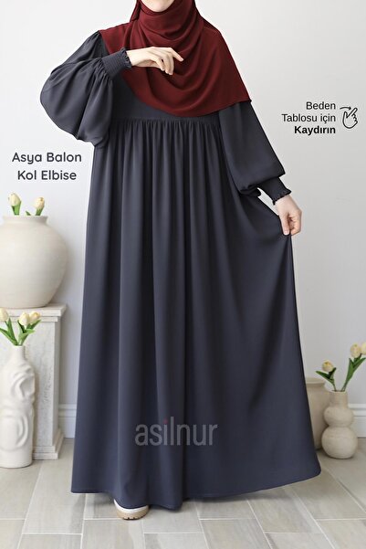 ASİLNUR Asya Balloon Sleeve Dress Smoked