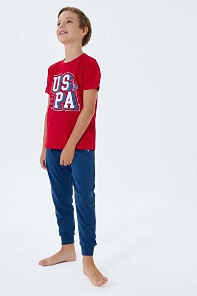 U.S. Polo Assn. Kids Boy's Pajama Set Us2410-G.Krmz