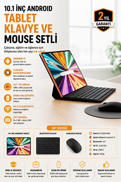 SAYARMARKT Tablet Bilgisayar Seti Klavyeli Uzaktan Eğitim ve Ofis Çözümleri