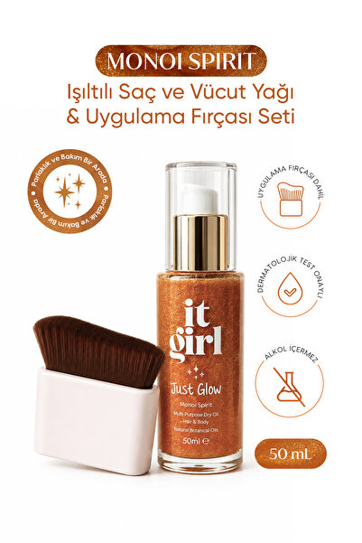 It Girl Monoi Işıltılı ve Nemlendirici Vücut & Saç Yağı + Uygulama Fırçası
