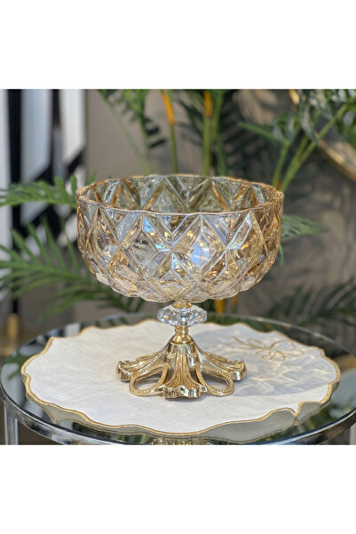 Elta Collection Patented Design Luxury Crystal Gold Footed Presentation Bowl ...