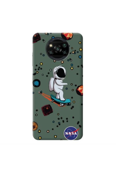 Other Xiaomi Poco X3 Pro Astronaut with skateboard Dark Green Colored Silicon...