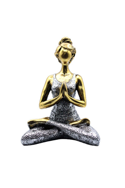 Namaruna Statuie Femeie Yoga - Bronz și Argint - 24 cm