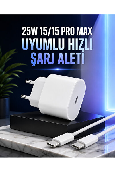 UCUZTEKNO Güç Adaptörü ve Kablosu Şarj Aleti 15/15 Pro Max Uyumlu Hızlı Şarj