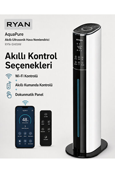 Ryan AquaPure 9L Akıllı Ultrasonik Hava Nemlendirici Buhar Makinesi Aromatera...