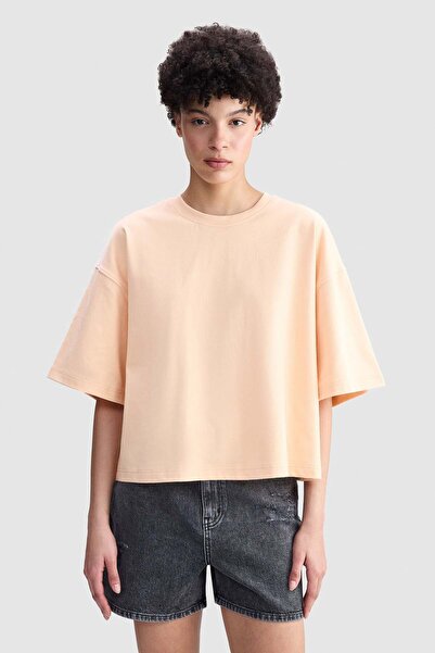 ecko unltd. Ecko Red Skylar Oversize Boxy Crew Neck Printed Women's Orange Ts...