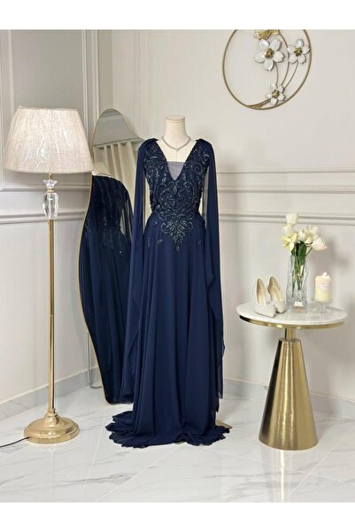 vanus fashion 7294 - Deep Navy Blue High-End Dress