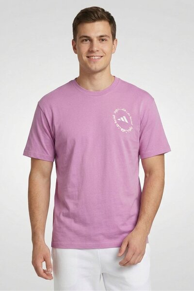 adidas Men Loose Fit Short Sleeve Outdoor T-Shirt, Light Purple