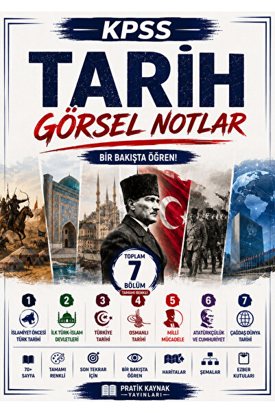Pratik Kaynak Yayınları 2026 KPSS Tarih Görsel Notlar | Son Tekrar Kitabı | H...