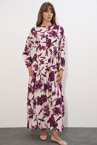 Bigdart Women's Lilyum Fabric Long Hijab Dress 2593 - Dark Pink