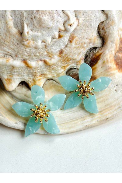 lotusbybuket Turquoise Flower Figured Earrings
