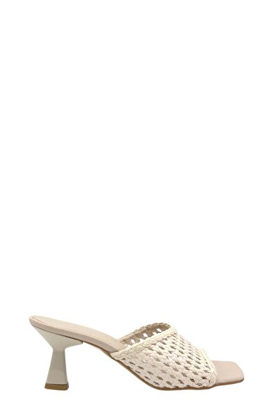 Moulin Shoes Beige Knitted Heeled Women's Slippers