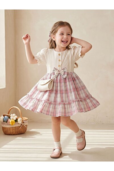 Cherrys Bebek Ruffled Plaid Girls' Dress
