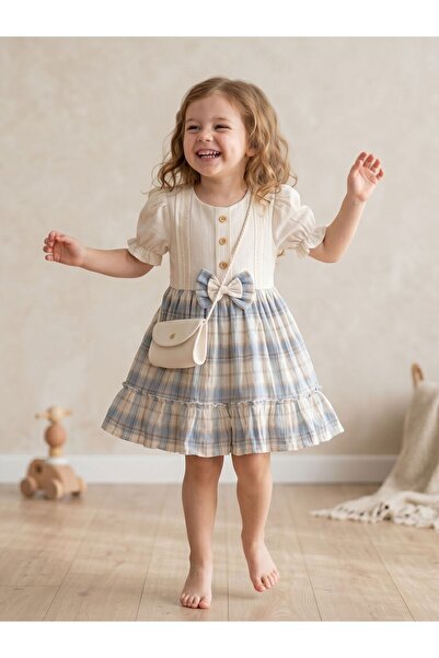 Cherrys Bebek Ruffled Plaid Girls' Dress