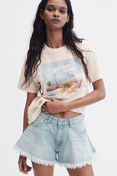 H&M Pamuklu ve Baskılı Tişört