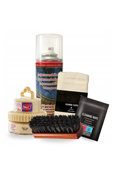 Palc Set ingrijire incaltaminte, varfuri, bej, 5 in 1, pasta crema 2 in 1 cu ...