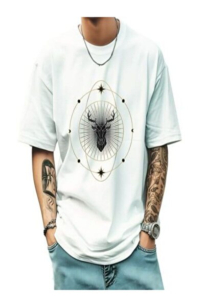 COZYWEAR Oversize White Printed Men's T-Shirt