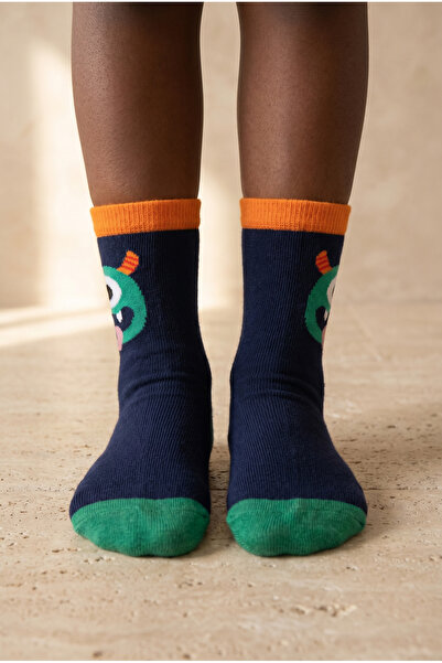 Katia&Bony Children's Cute Monster Socks Navy Blue/Green