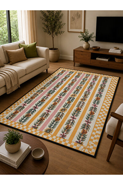 GECE HOME Dijital Kaymaz Baskılı Yıkanabilir Desenli Salon Halısı Mutfak Halı...