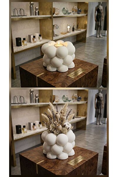 SCA CANDLE Dekoraitf Mumluk ikili şamdanlık Beyaz renk