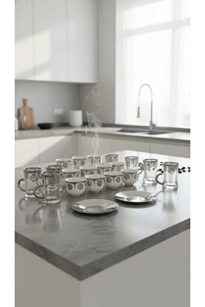 Generic A luxurious hospitality set – coffee cups and tea glasses with elegan...