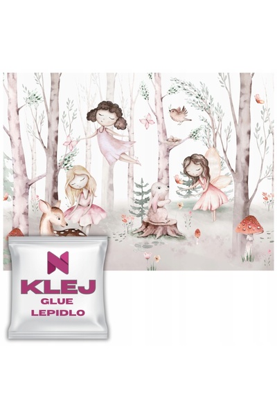 Naklejkomania Tapet Pastel Cu Padure De Zane Pentru Copii, Bej, Decoratiune 2...