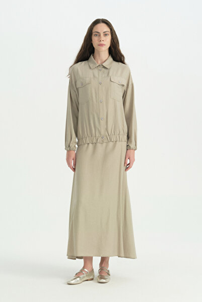 Nihan Skirt Jacket Lyocell Set - Stone