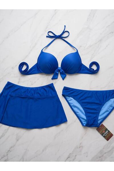 mikam 3-Piece Supported Padded Skirted Bikini Set