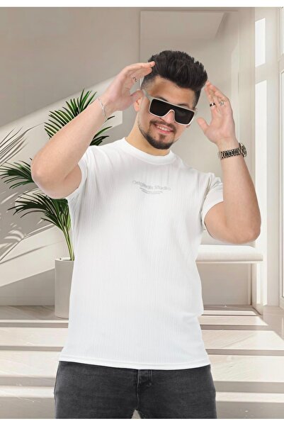 Rayan & Hoor Style Soft Textured Jacquard Stretchable Slim Fit Men's T-Shirt