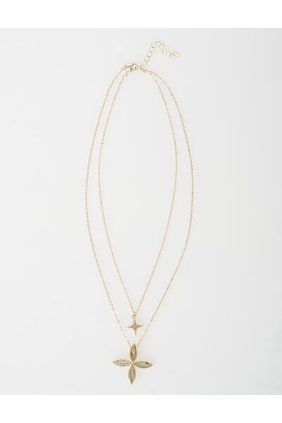 Kayra Flower Figured Necklace Gold