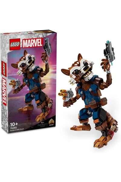 LEGO Marvel Rocket & Baby Groot, Guardians of the Galaxy Buildable Toy, Racco...