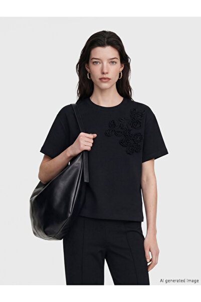 LC Waikiki Tricou de damă cu aplicație florală, moale la atingere