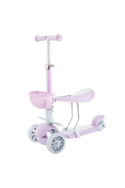 Kikka Boo Trotinetă pentru copii cu scaun 3 în 1 Makani Bon Bon - Candy Lilac