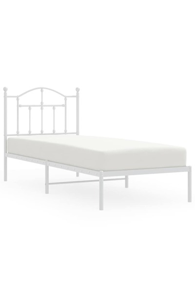 vidaxl Cadru pat metalic cu tăblie, alb, 90x200 cm