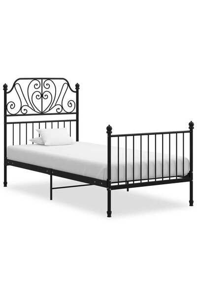 vidaxl Cadru de pat, negru, 90x200 cm, metal