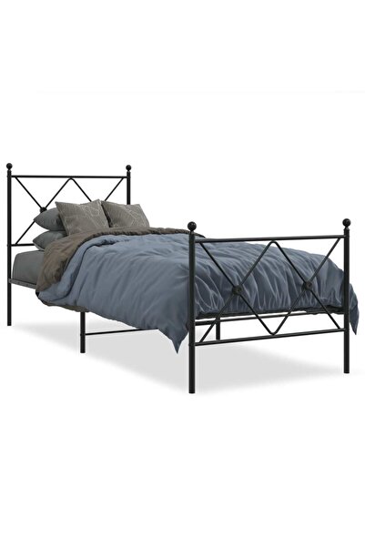 vidaxl Cadru pat metalic cu tăblii de cap/picioare, negru, 80x200 cm