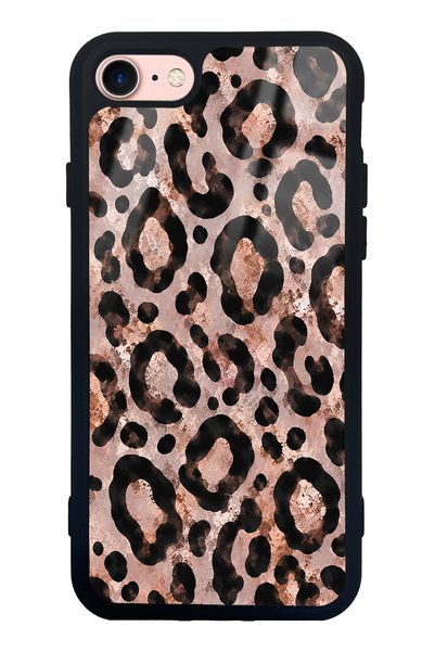 Spoyi iPhone 7 - 8 - Se Rose Gold Leopard Design Glossy Phone Case