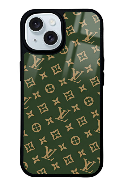 Spoyi iPhone 15 Green LV Tasarımlı Glossy Telefon Kılıfı
