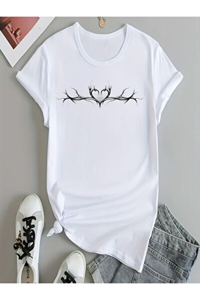 COZYWEAR White Printed Oversize Women's T-Shirt