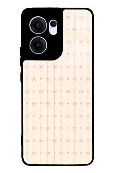 Spoyi Oppo Reno 13F Krem Coquette Pattern Tasarımlı Glossy Telefon Kılıfı