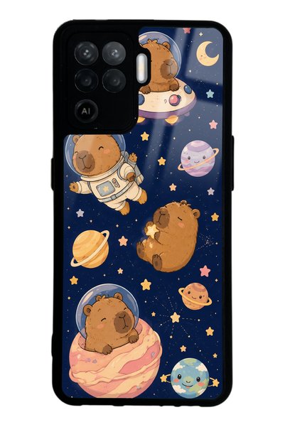Spoyi Oppo Reno 5 Lite Glossy Phone Case with Cosmic Capybara Design