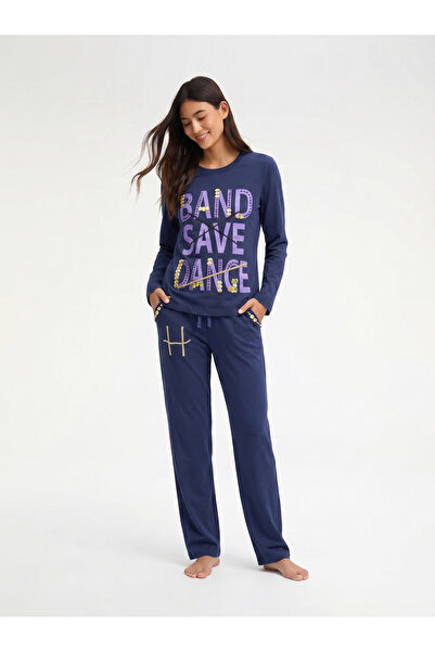 Levantino Women's pajama set, cotton Long sleeve two-piece casual pajamas